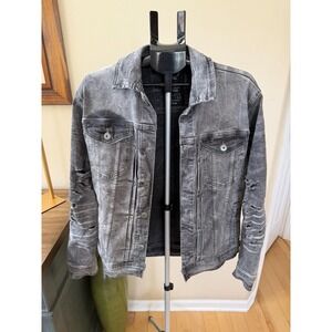 Jordan Craig Legacy Edition Mens L Gray Distressed Denim Trucker Jacket